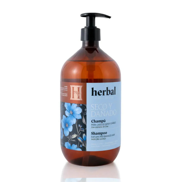 Champú Reparador con Extracto de Lino para Cabello Seco y Dañado Herbal Pura Belleza