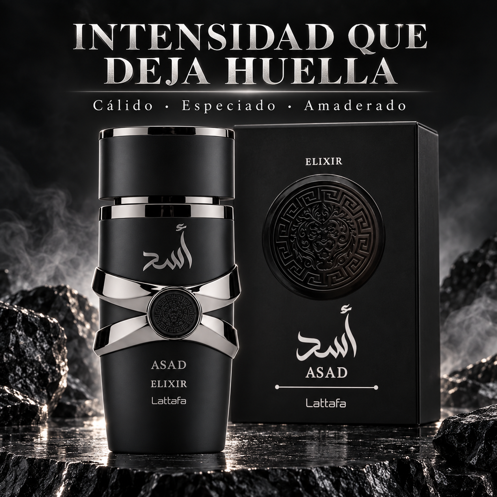 Lattafa – Perfume Árabe para Hombre Asad Elixir de Larga Duración 100 ml + Atomizador 5 ml