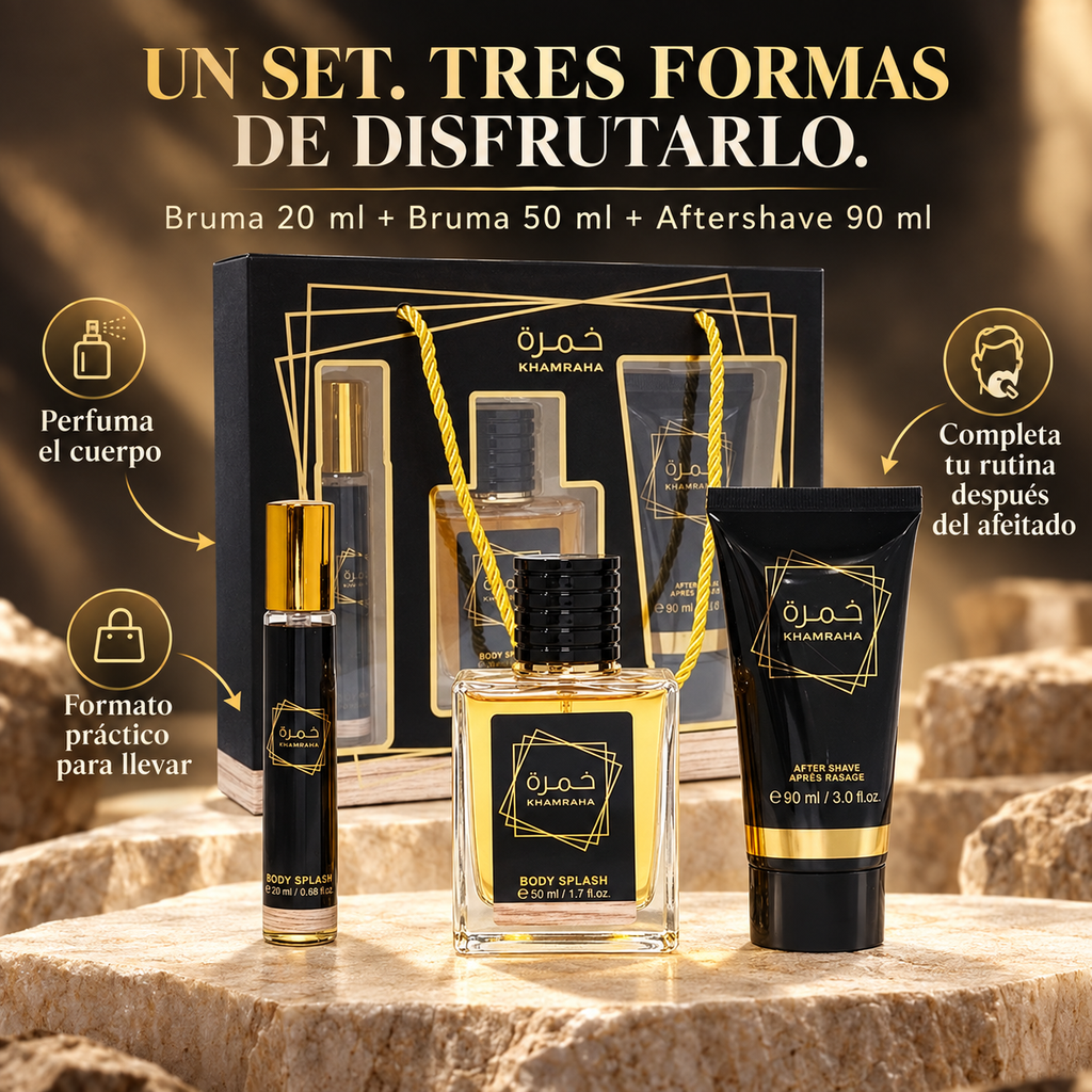 Mystical – Set de Bruma Corporal y Aftershave Khamraha 20 ml + 50 ml + 90 ml