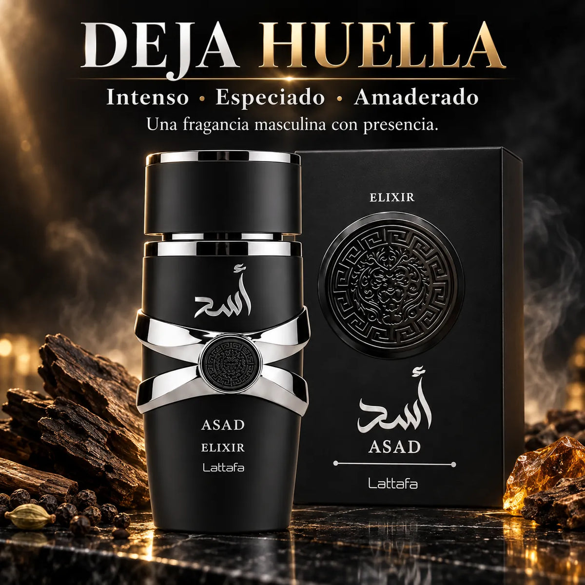 Lattafa – Perfume Árabe para Hombre Asad Elixir de Larga Duración 100 ml + Atomizador 5 ml