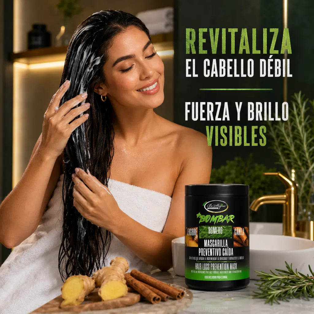 Be'Shyne – Combo Bombar para Cabello con Tendencia a la Caída: Champú 1000 ml + Mascarilla 1 kg