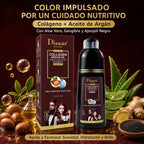 DISAAR– Champú Color Rojo Borgoña con Colágeno y Aceite de Argán para Cabello y Barba 400ml