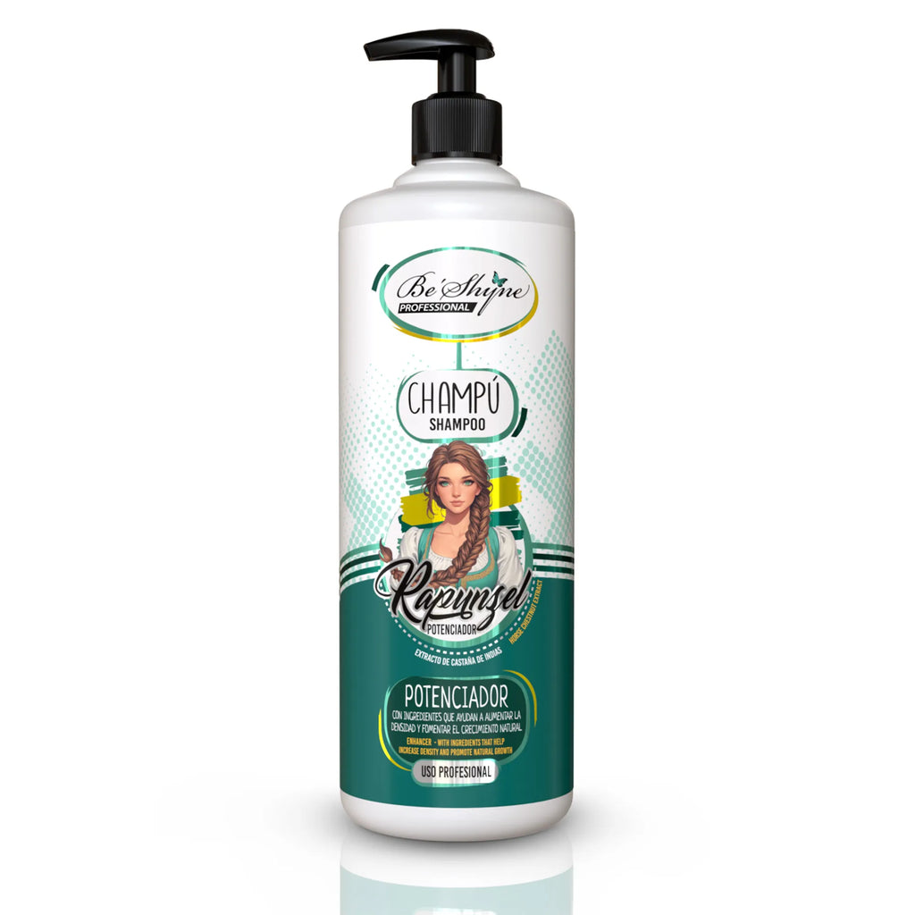 Be´Shyne® – Champú Rapunzel Potenciador con Biotina y Castaño de Indias para Cabello Frágil 1000ml/500ml