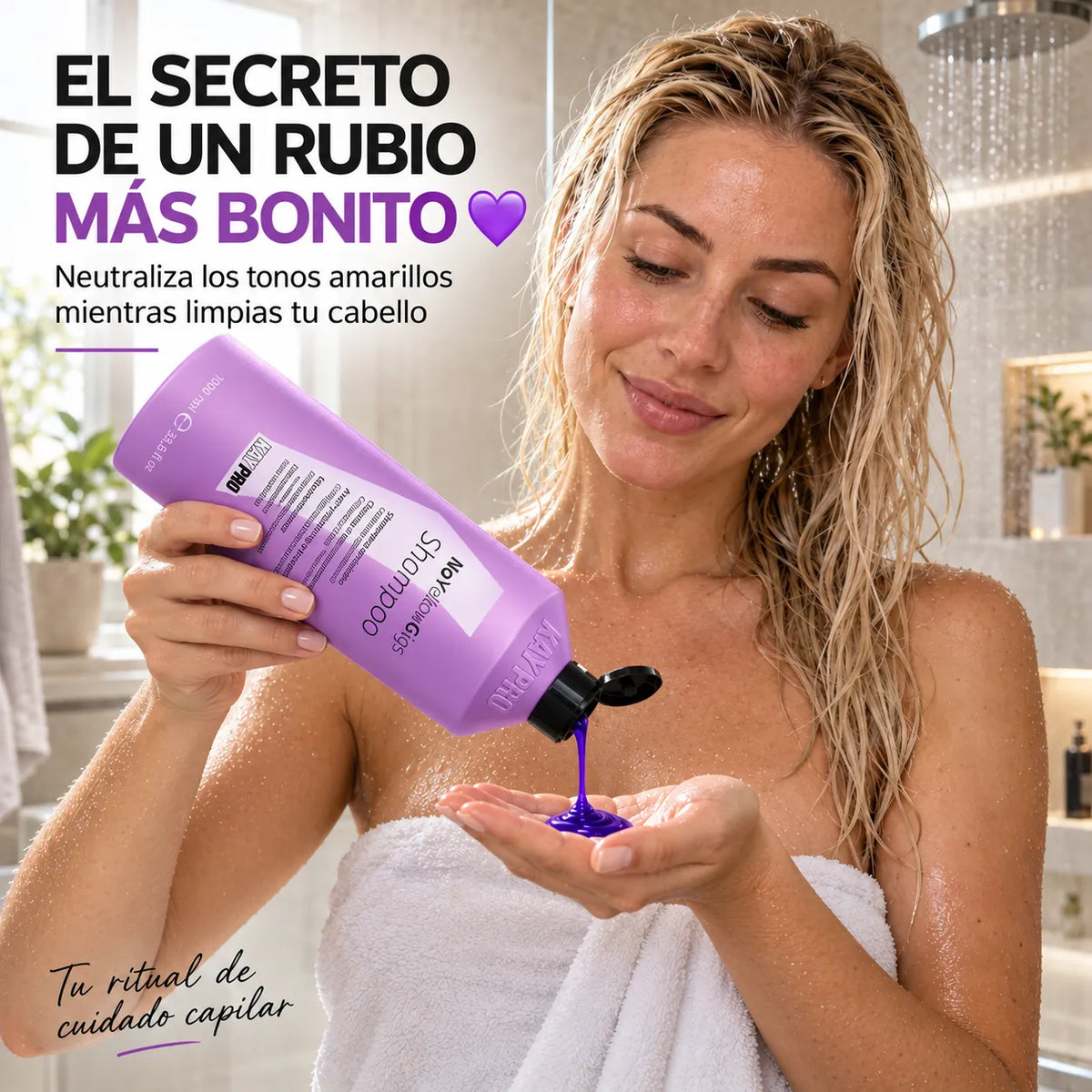 KayPro – Champú Antiamarillo No Yellow Gigs para Cabellos Rubios y Grises 1000 ml