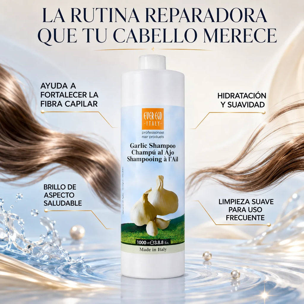 Champú Regenerador al Ajo – Fortalece, Nutre y Revitaliza el Cabello Tratado | 1000/300 ml