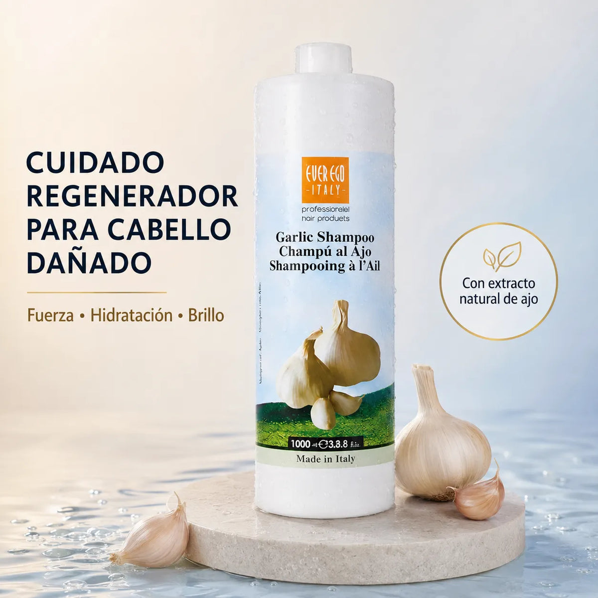 Champú Regenerador al Ajo – Fortalece, Nutre y Revitaliza el Cabello Tratado | 1000/300 ml