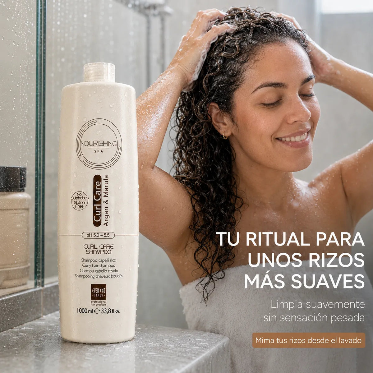 Ever Ego Italy – Champú para Cabello Rizado Antiencrespamiento 1000 ml