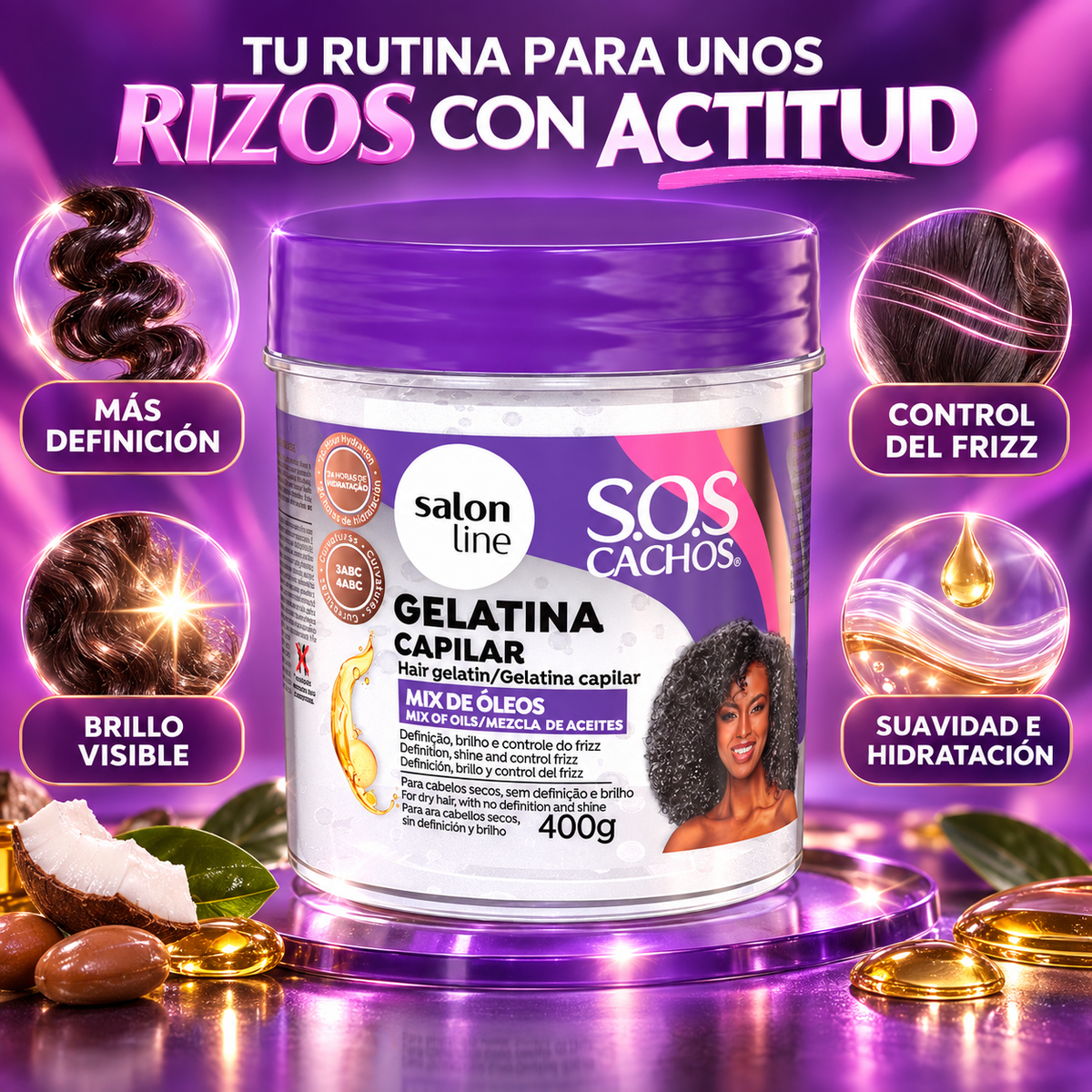Salon Line – Gelatina para Cabello Rizado con Definición y Control del Frizz 400 g