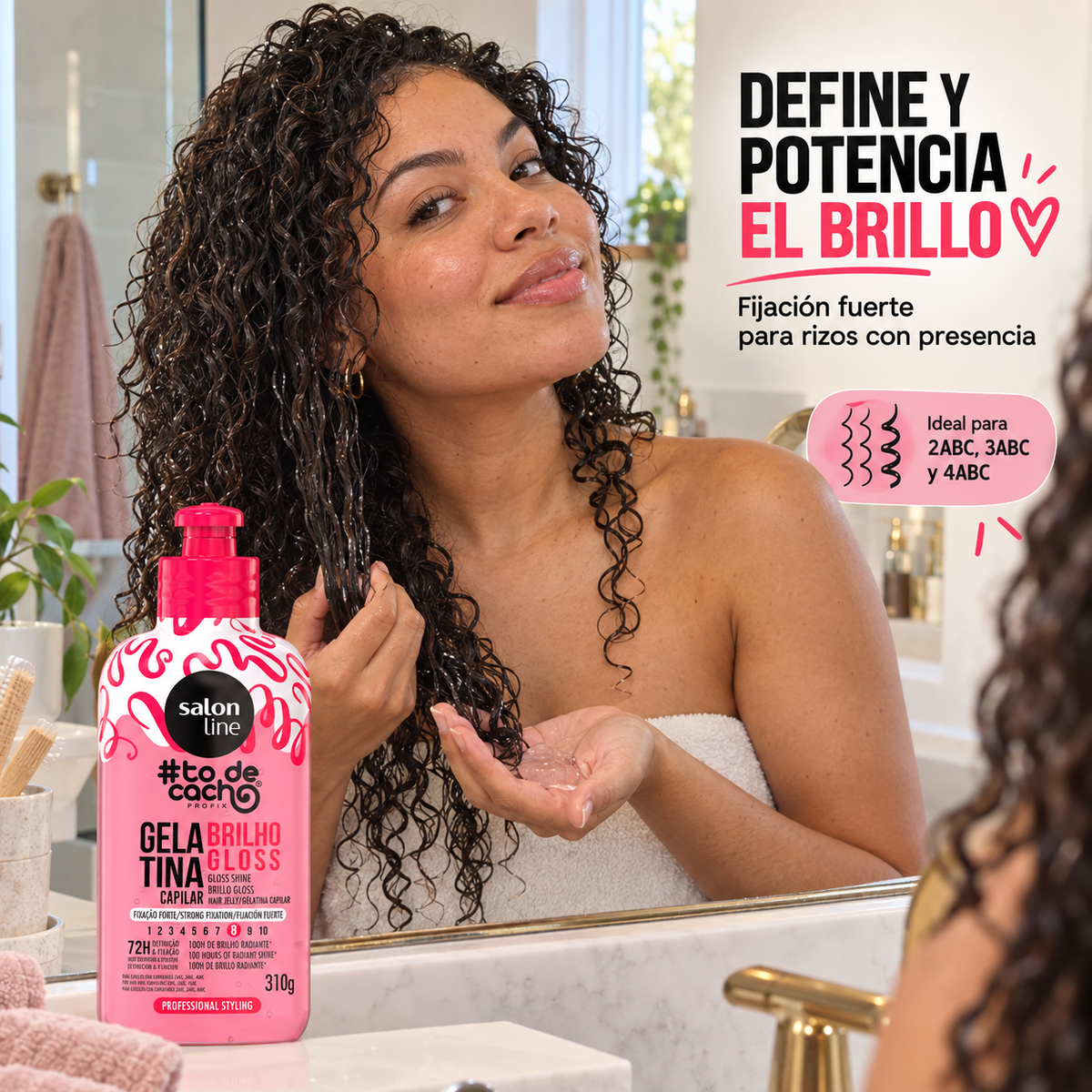 Salon Line – Gelatina capilar para rizos con brillo y fijación fuerte 310 g