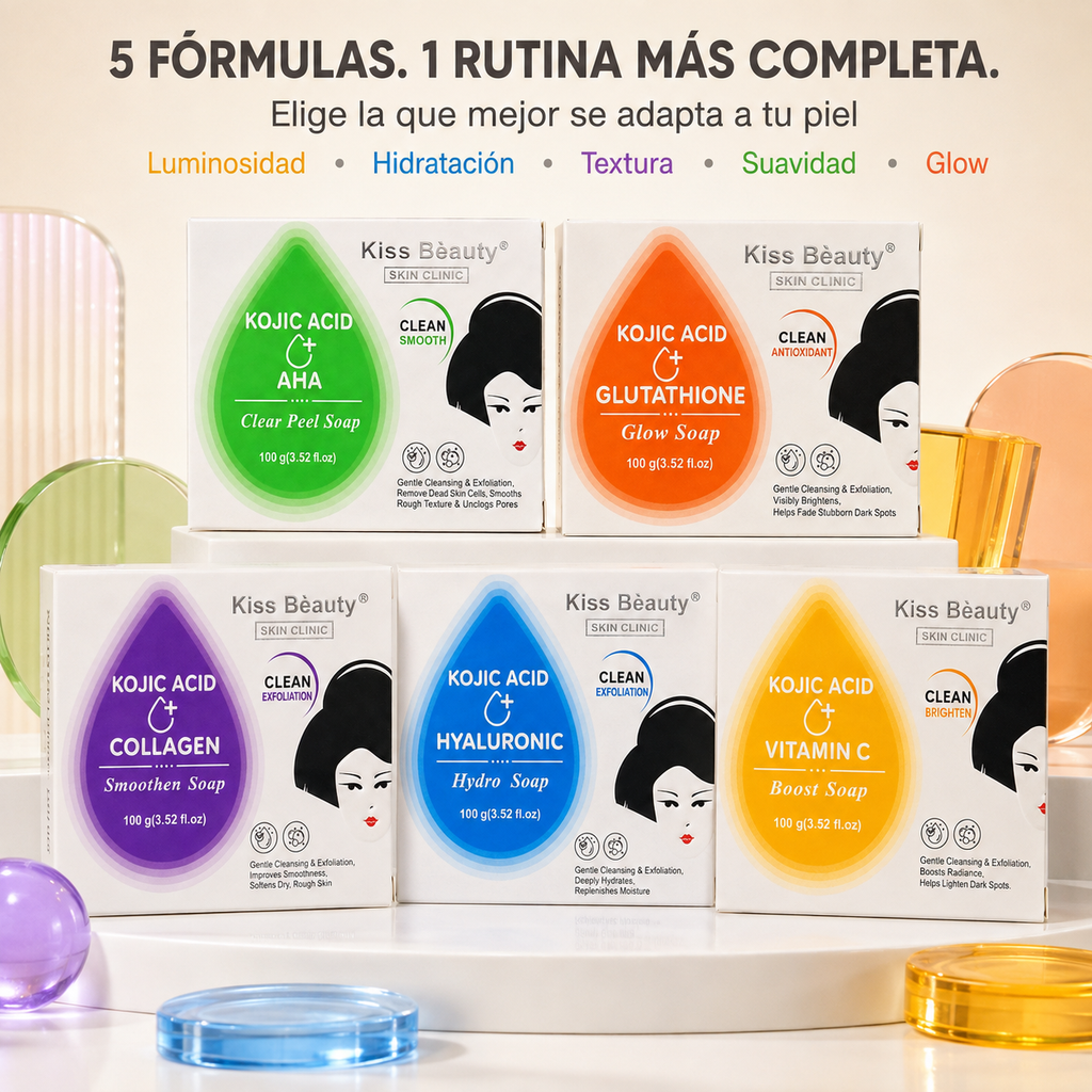 Kiss Beauty – Jabones Faciales con Ácido Kójico 5 Variantes 100