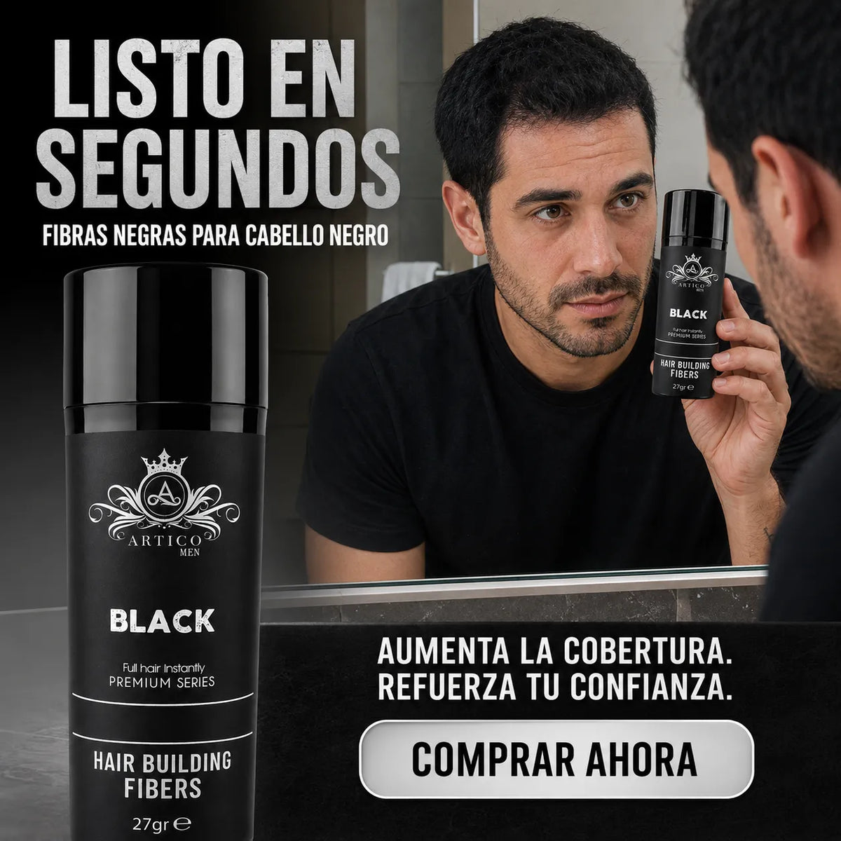 Ártico Men – Fibra capilar negra para mayor densidad visual 27 g