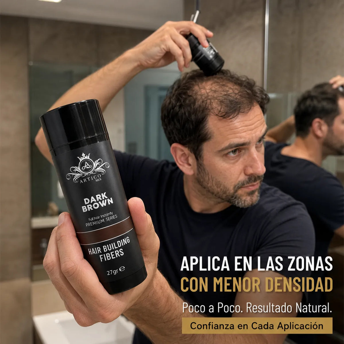 Ártico Men - Fibra capilar color marrón para mayor densidad visual 27 gr