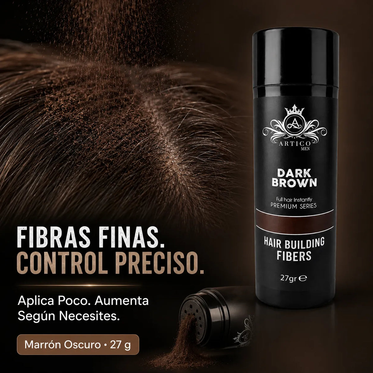 Ártico Men - Fibra capilar color marrón para mayor densidad visual 27 gr