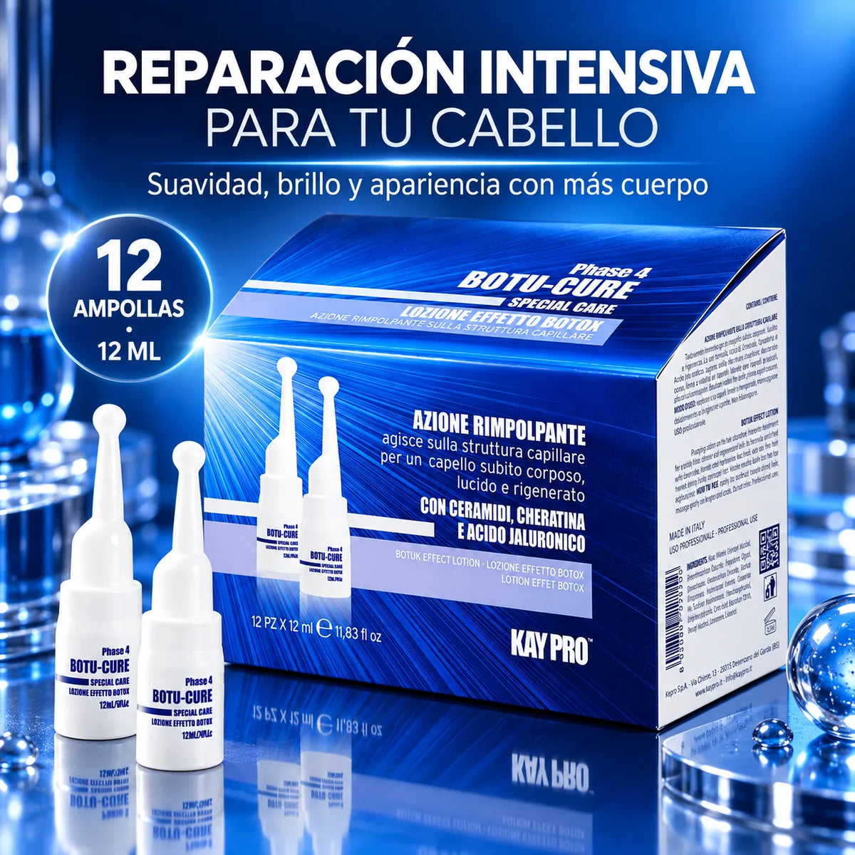 Kaypro – Ampollas para Cabello Dañado Botu-Cure Fase 4 12x12ml