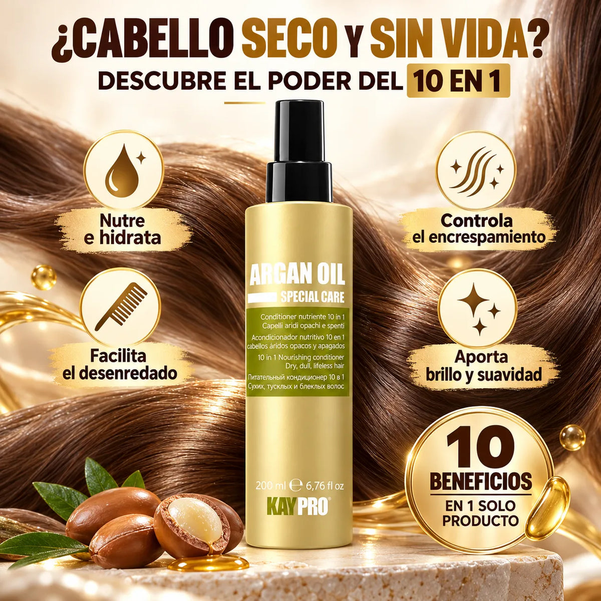 Kaypro Special Argan – Acondicionador en Spray para Cabello Seco 10 en 1 200 ml