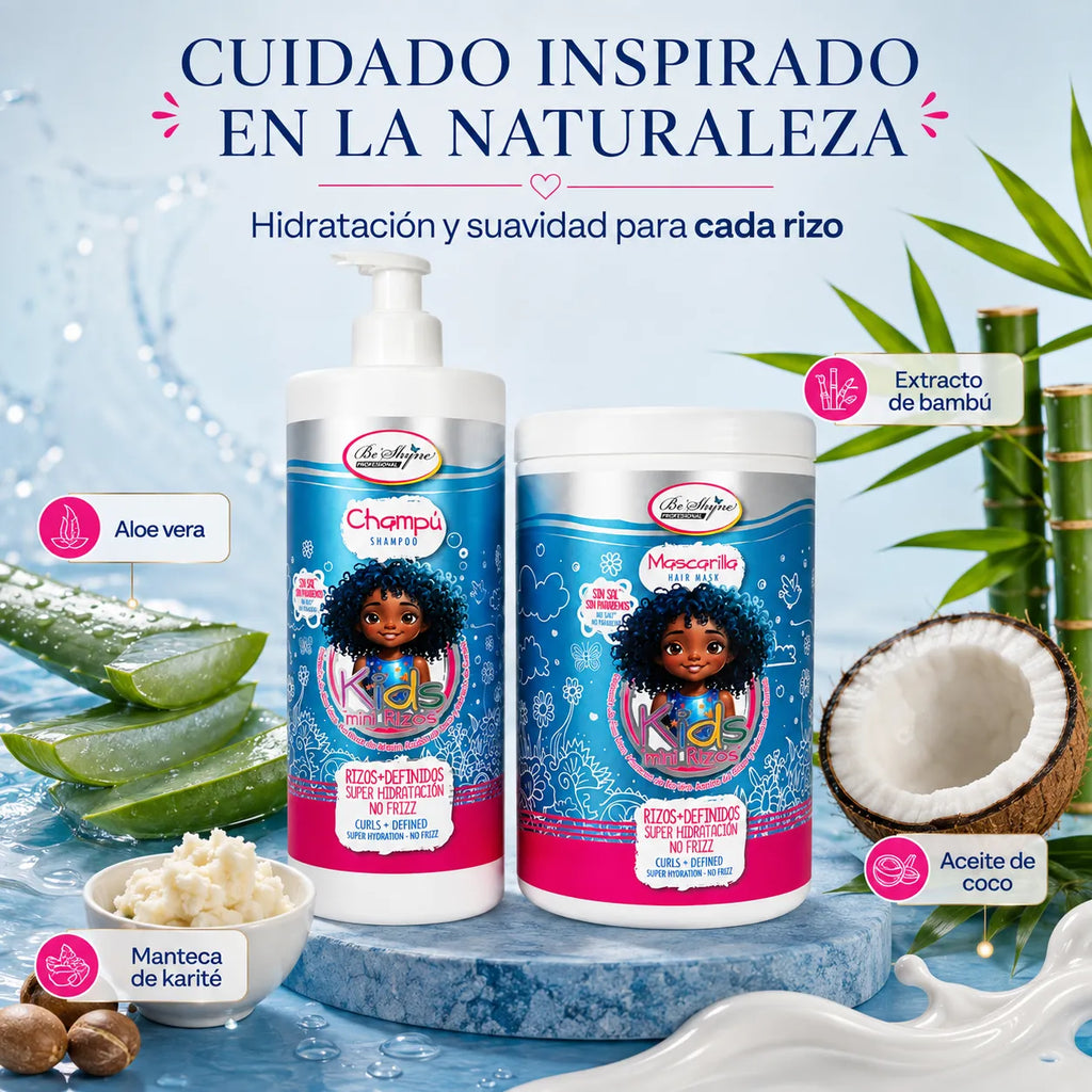 Be'Shyne Kids Mini Rizos, pack de champú y mascarilla para rizos infantiles - imagen 5