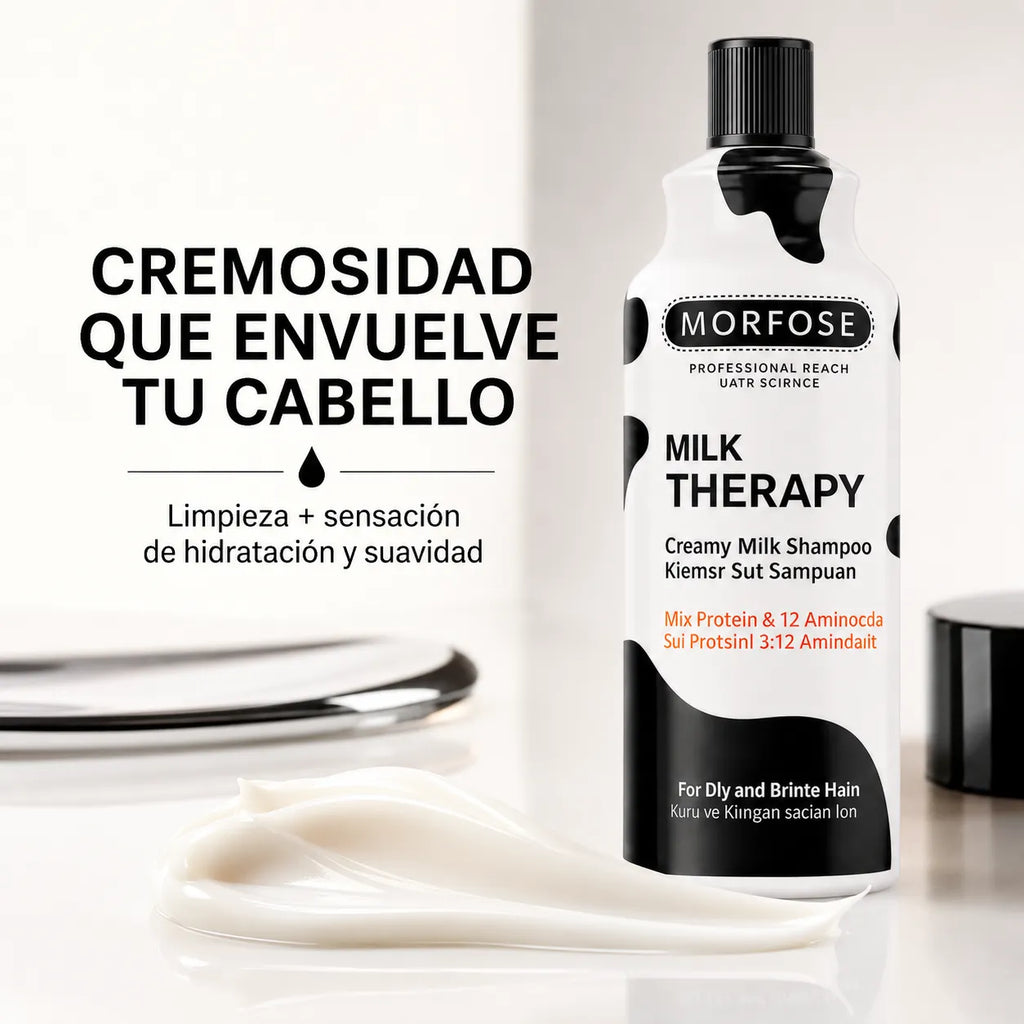 MORFOSE – Champú para cabello seco Milk Therapy con hidratación y suavidad 500/1000 ml