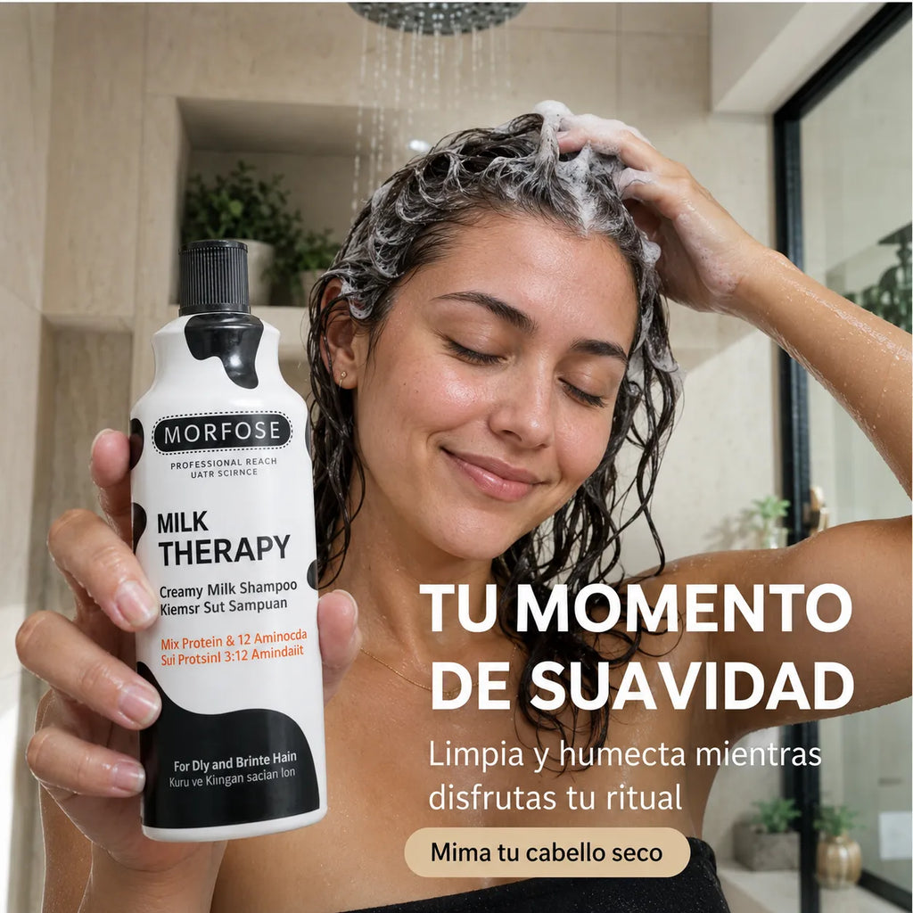MORFOSE – Champú para cabello seco Milk Therapy con hidratación y suavidad 500/1000 ml