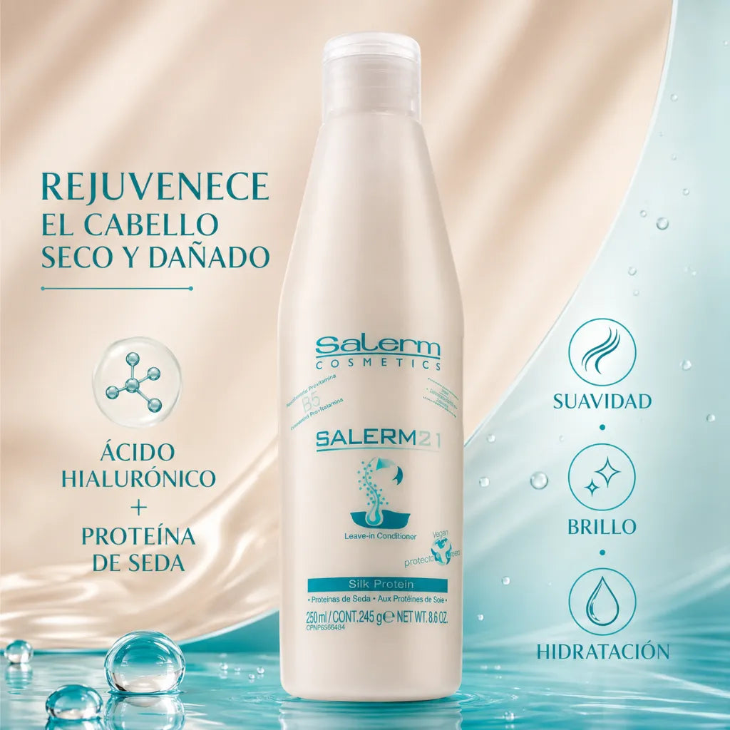 Salerm21 – Acondicionador Sin Aclarado con Proteínas de Seda para Hidratación Capilar 200ml