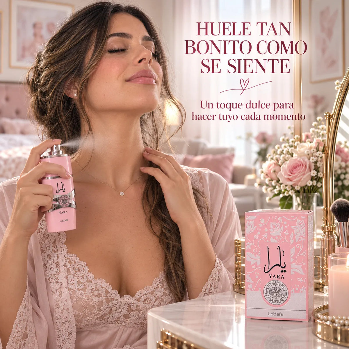 Lattafa – Perfume para Mujer YARA Rosa Dulce y Floral 100 ml