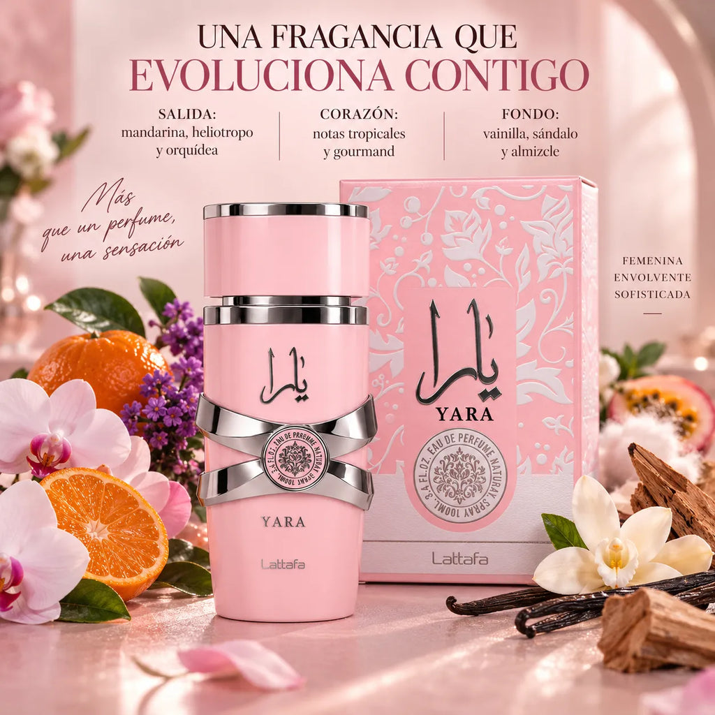 Lattafa – Perfume para Mujer YARA Rosa Dulce y Floral 100 ml