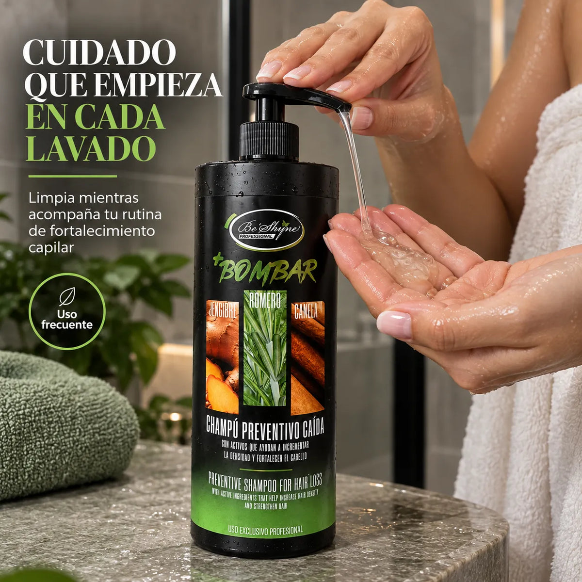 Be'Shyne – Combo Bombar para Cabello con Tendencia a la Caída: Champú 1000 ml + Mascarilla 1 kg