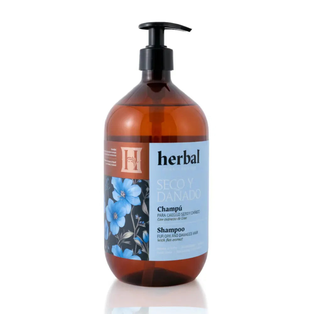 Champú Reparador con Extracto de Lino para Cabello Seco y Dañado  Herbal Pura Belleza